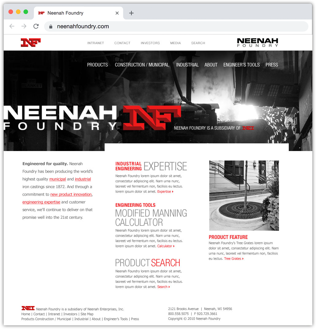 Neenah Foundry Website Design