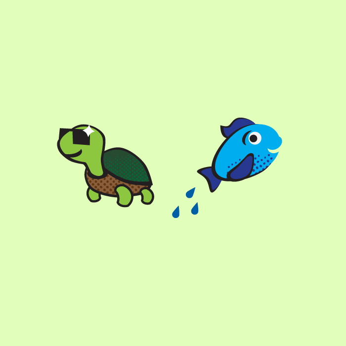 Turtle and fish illustration